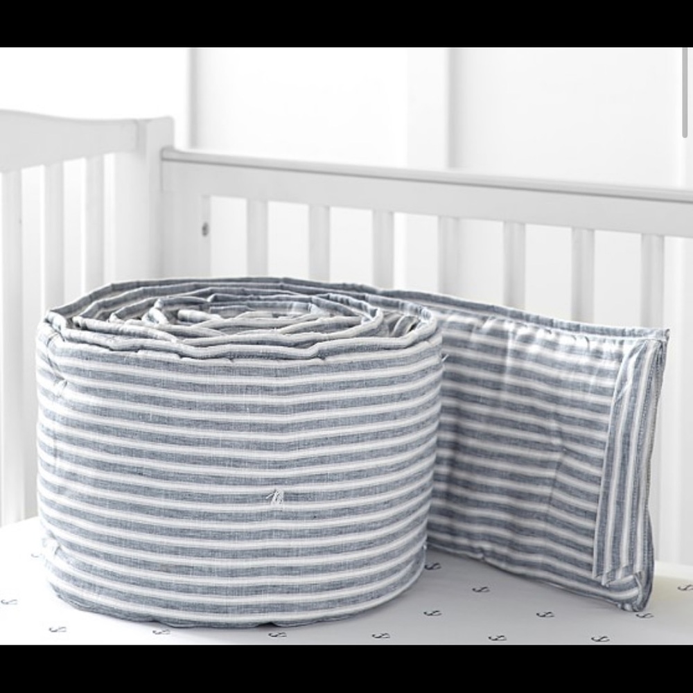 Pottery Barn Kids Montauk Belgian Flax Linen Baby Bedding Bumper